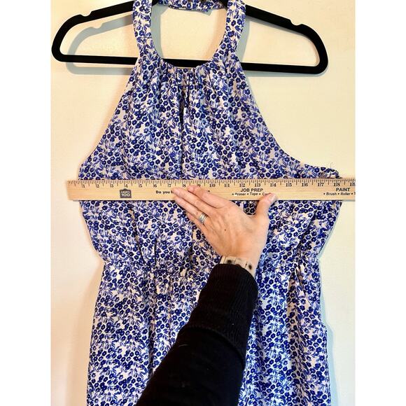 Jessica Simpson Maxi Dress Multicolor Floral Print Halter Sleeveless Size L - Picture 4 of 9